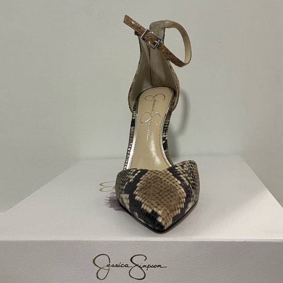 Jessica Simpson JS-Paisleah - Tan and Black Snakeskin Heels - Picture 1 of 4